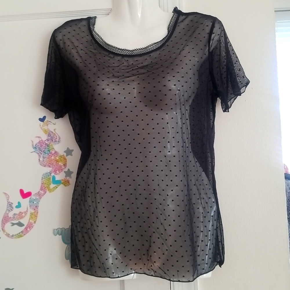 Victoria's secret sheer sexy black top size Medium